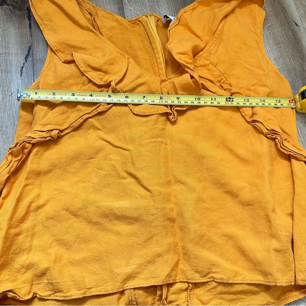 215. Marissa Webb Ditsy Ruffle Top Orange Size 8 - Picture 11 of 14
